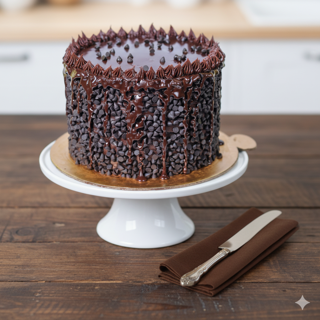Choco-chip Belgian Chocolate Cake with Chocolate Mousse Filling