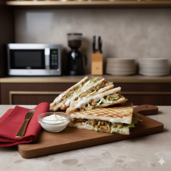 Grilled Vegan UnchYckin Grilled Sandwich in mayo Sauce